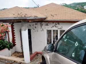 Mr. Keith Clarke's bullet-riddled home after his death allegedly at the hands of the security forces on May 26, 2010. (Photo: Gleaner)