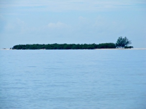 Lime Cay floating on the horizon. (My photo)