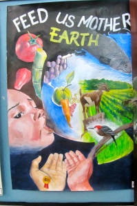 Here is one of the many beautiful Earth Day posters on display, from a school competition.