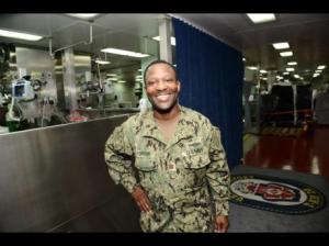 Ricardo Foster, a Jamaican who is now a production controller with the US Navy, on board the USNS Comfort Hospital ship now docked at the Kingston Container Terminal. "This is sweet, very sweet," said Foster on returning to the island of his birth. (Photo: Rudolph Brown/Gleaner)