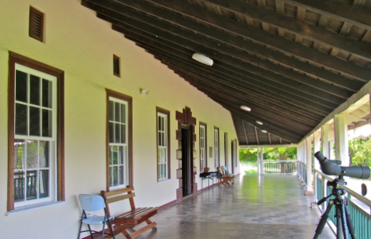 The verandah at Seville Great House, which was was built in 1745 as part of the New Seville area - the site of the old Spanish capital of Jamaica, Sevilla La Nueva.